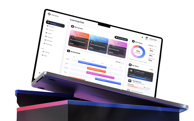 Learning Hub dashboard on laptop